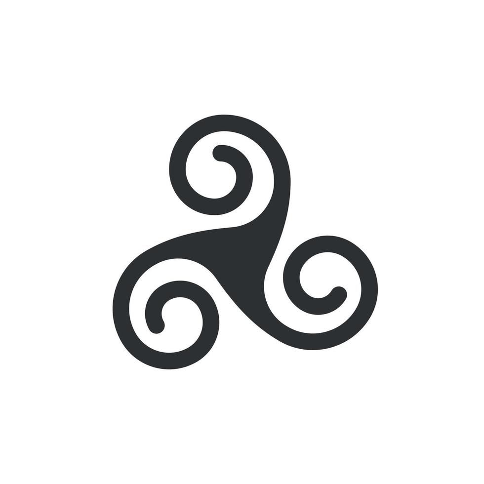 arte de linha triskele. símbolo antigo espiral celta. Simetria rotacional. vetor em fundo branco