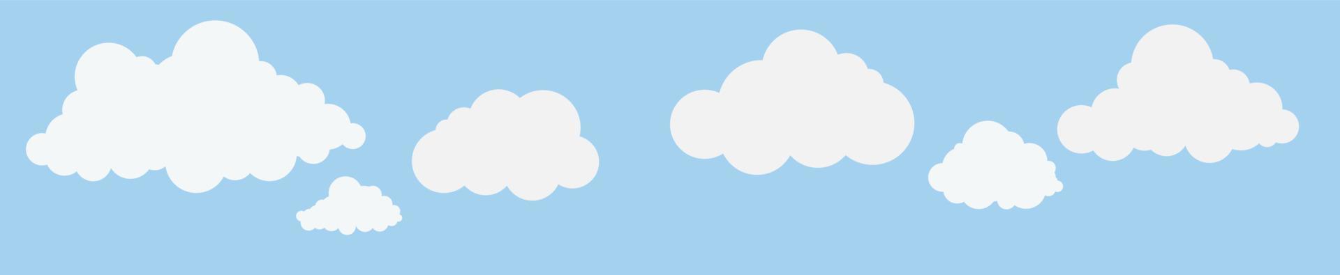nuvens e céu, fundo de natureza meteorológica, banner horizontal, ilustração vetorial. vetor