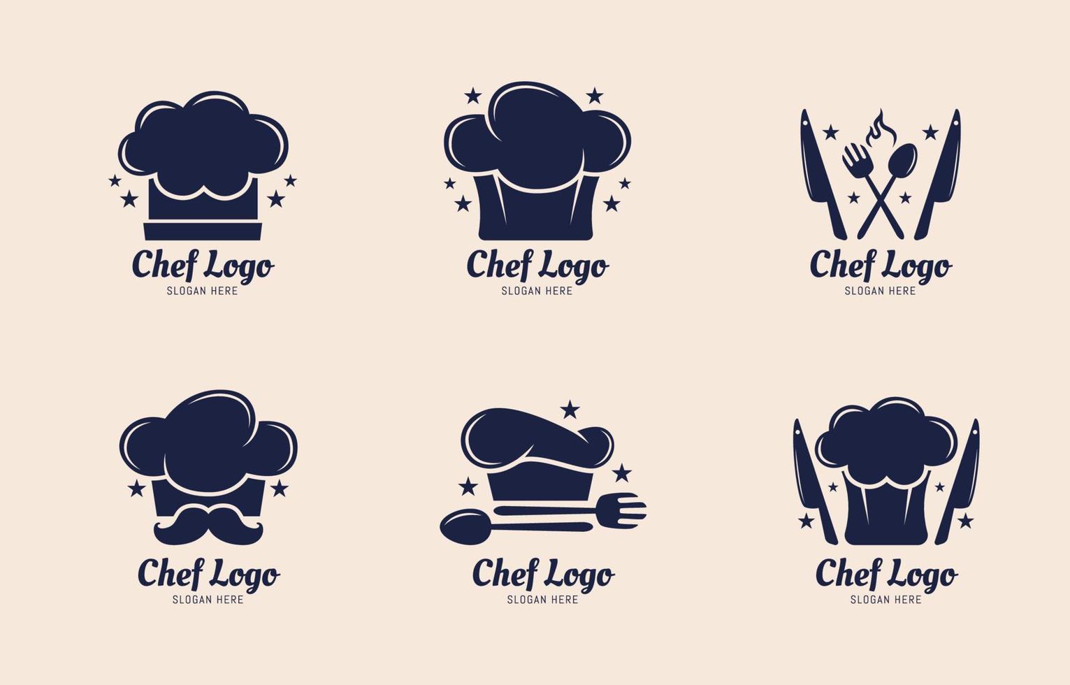 modelo de conjunto de logotipo do chef vetor
