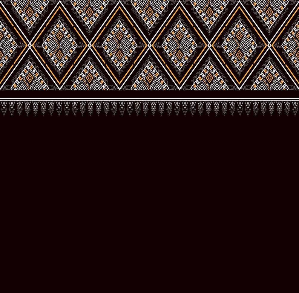 design de bordado de textura étnica geométrica com design de fundo azul escuro, saia, tapete, papel de parede, roupas, embrulho, batik, tecido, folha, vetor de formas de triângulo, estilo de ilustração