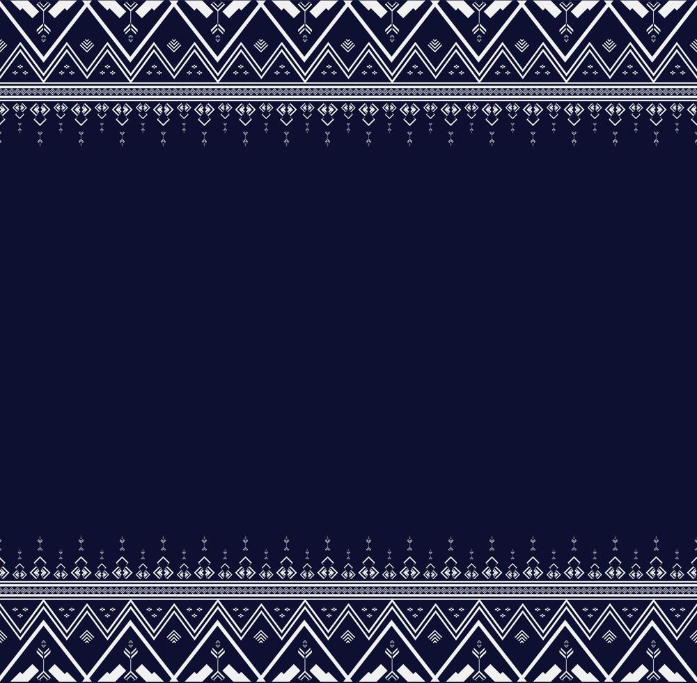 bordado de textura étnica geométrica perfeita com design de fundo azul escuro para papel de parede e saia, tapete, papel de parede, roupas, embrulho, batik, tecido, folha vetorial, ilustração vetor