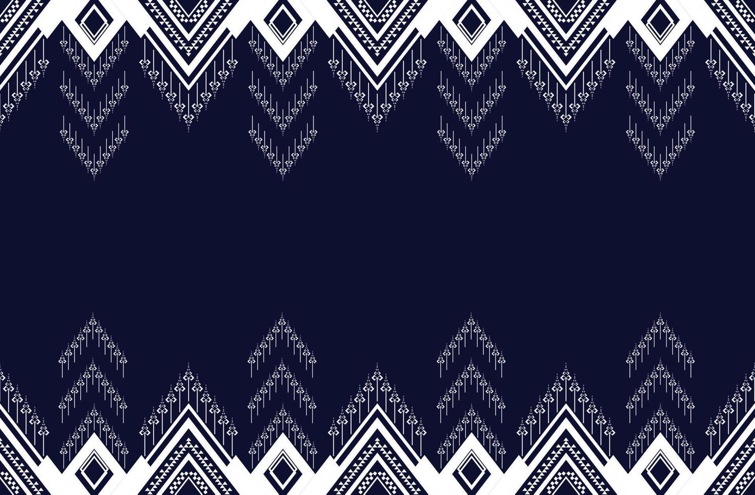 bordado de textura étnica geométrica padrão sem costura com design de fundo azul escuro usado em papel de parede, saia, tapete, papel de parede, roupas, embrulho, batik, tecido, folha usada em vetor, ilustração vetor