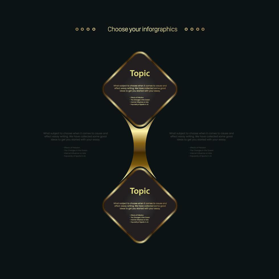 um conceito de botões de conexão emaranhado infográfico de luxo em fundo escuro, os objetos de link dourado para botões da web e vetor de gráficos premuim, ilustração