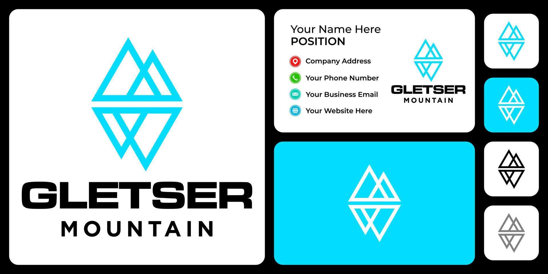 design de logotipo de iceberg com modelo de cartão de visita. vetor