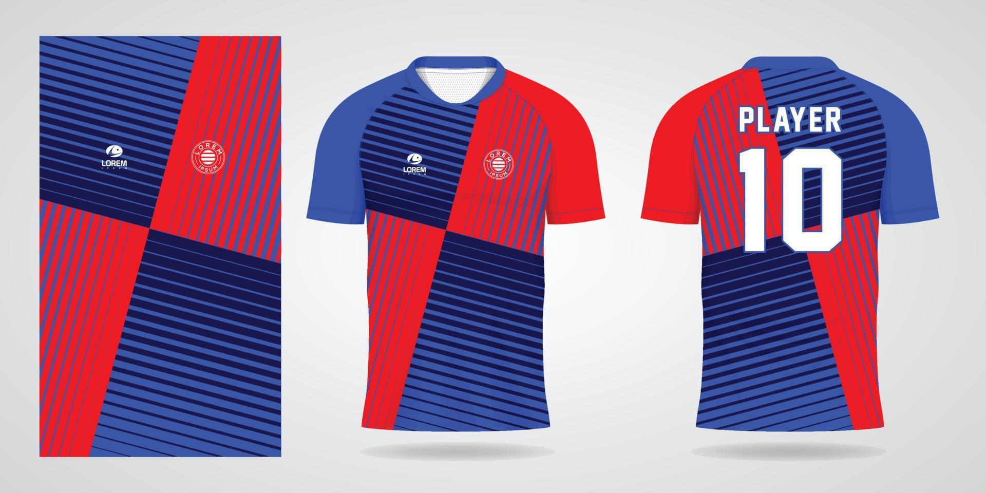 modelo de design de esporte de camisa vermelha azul vetor