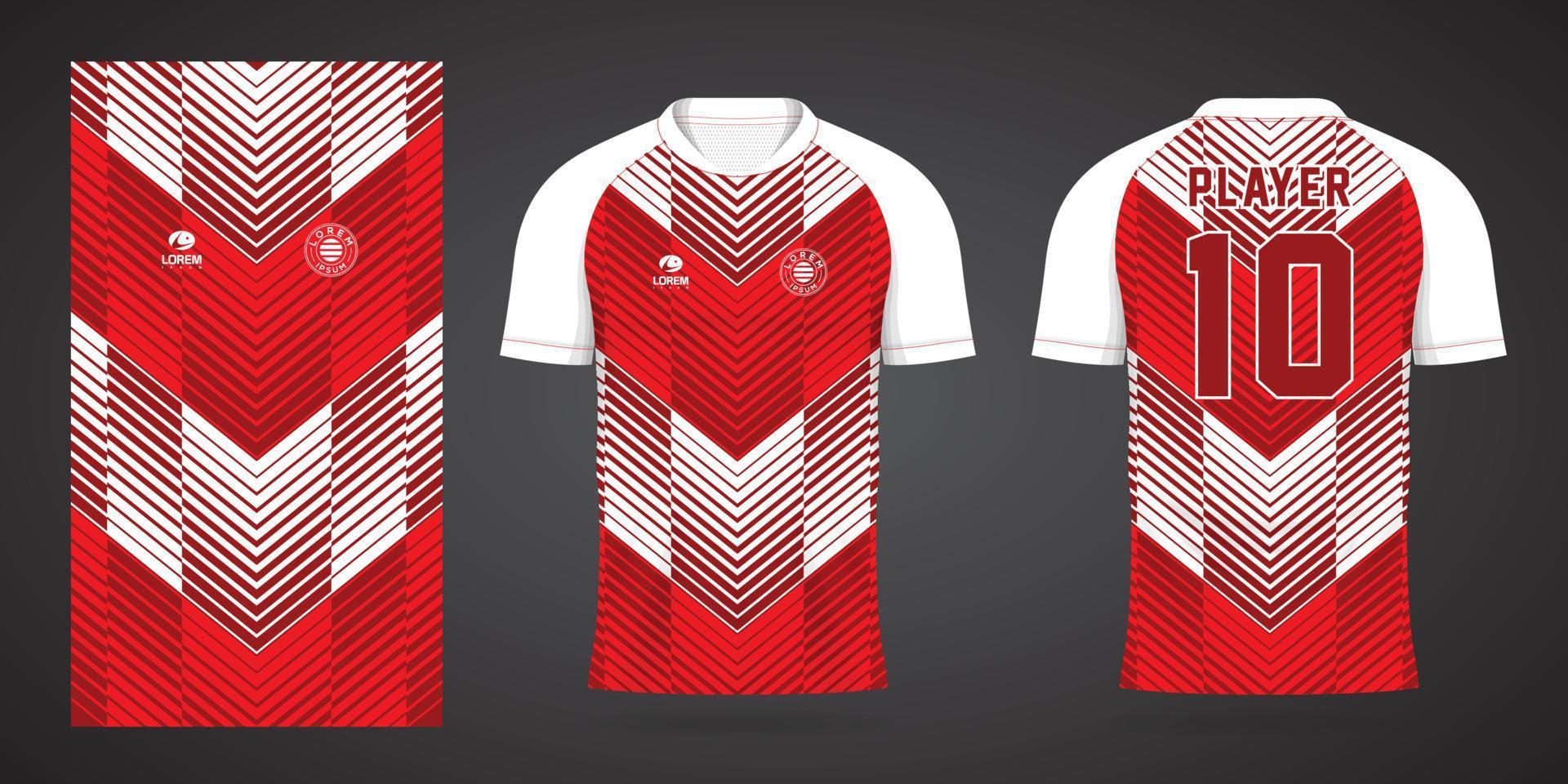 modelo de design de esporte de camisa branca vermelha vetor