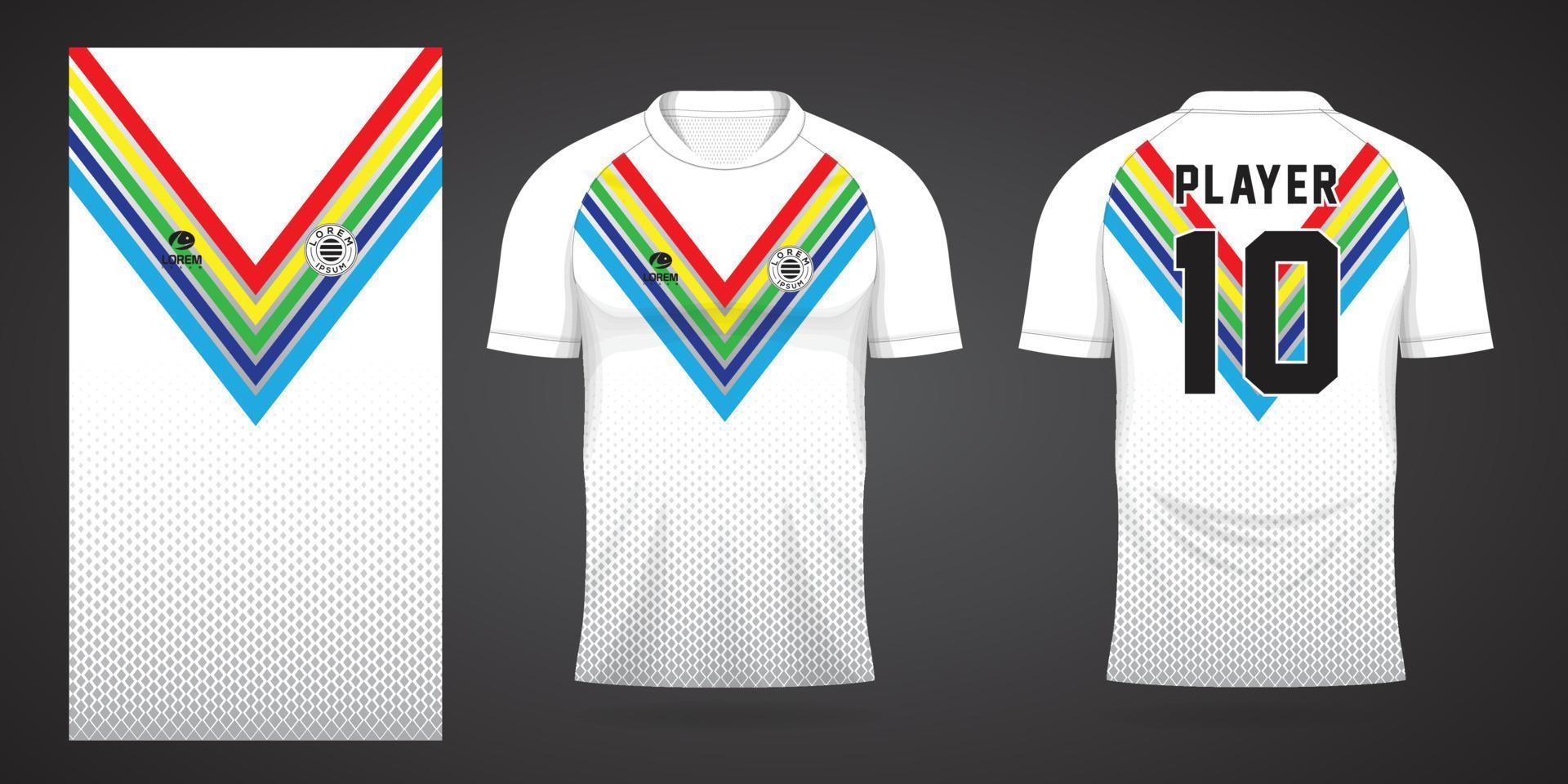 modelo de design de esporte de camisa de futebol colorida vetor