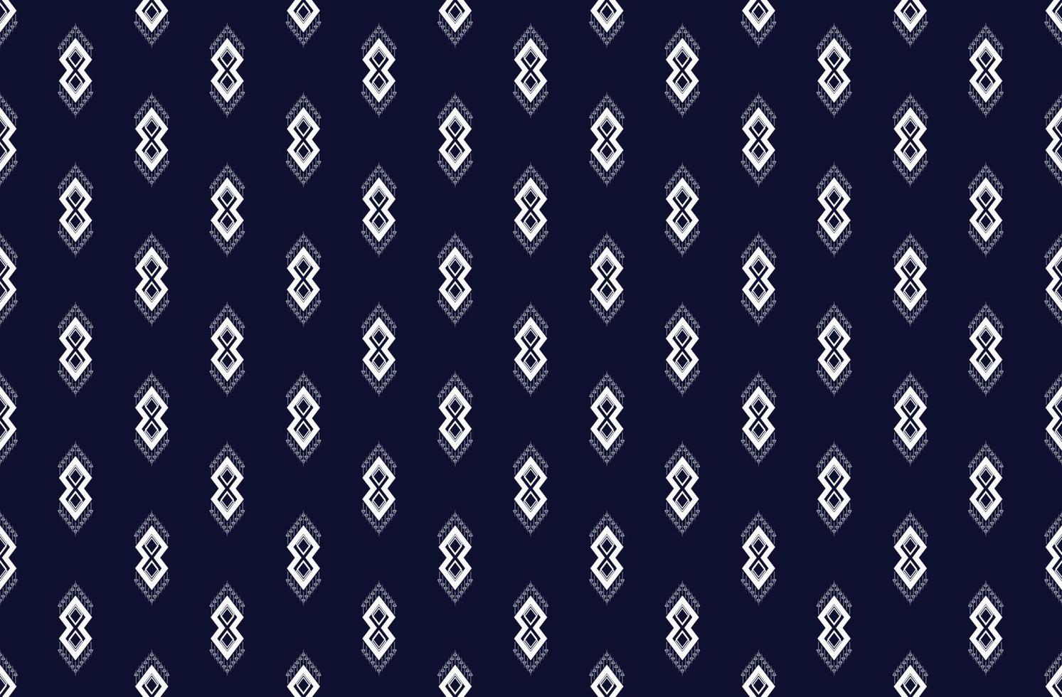 bordado de textura étnica geométrica padrão sem costura com design de fundo azul escuro usado em papel de parede, saia, tapete, papel de parede, roupas, embrulho, batik, tecido, folha usada em vetor, ilustração vetor