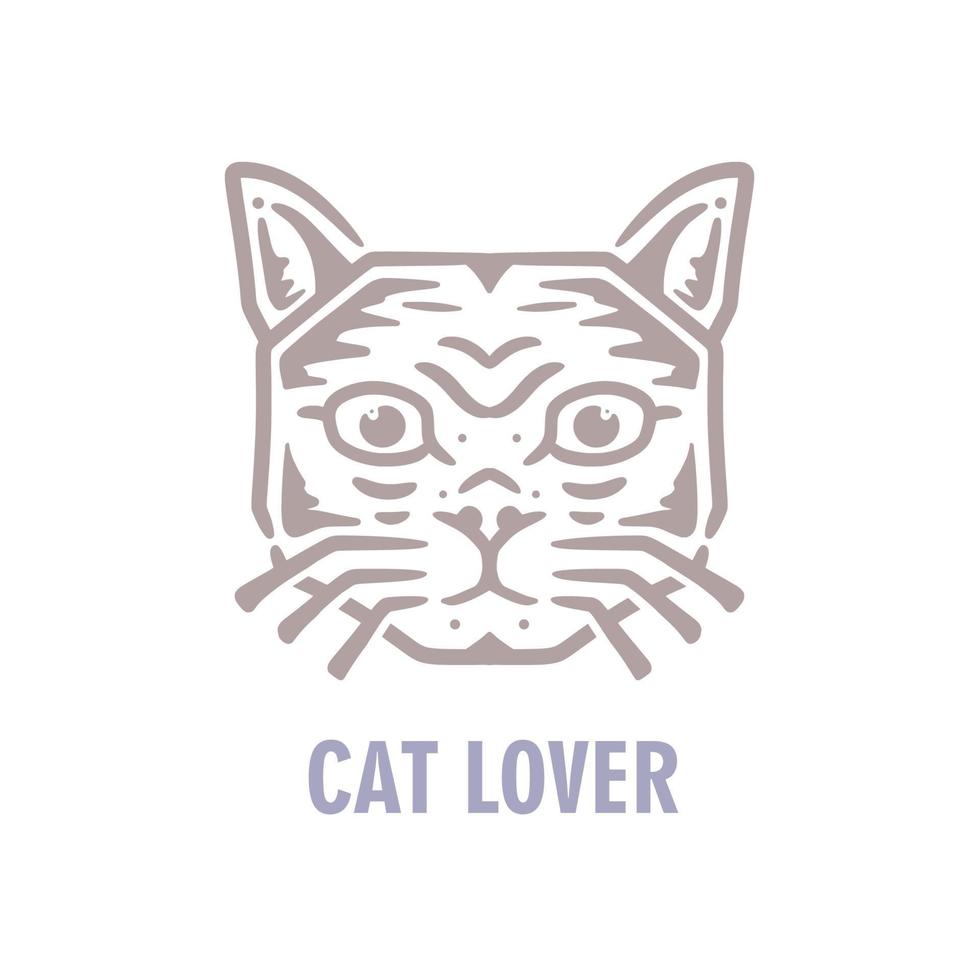 ilustração logotipo de amante de gatos vintage vetor