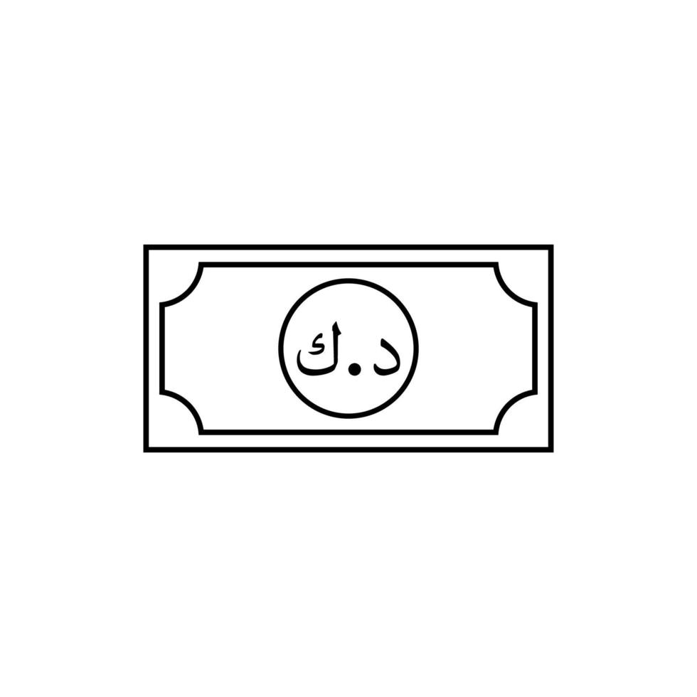 kuwait moeda ícone símbolo dinar kuwaitiano, papel de dinheiro kwd. ilustração vetorial vetor