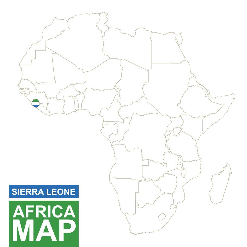 mapa contornado de áfrica com destaque serra leoa. vetor