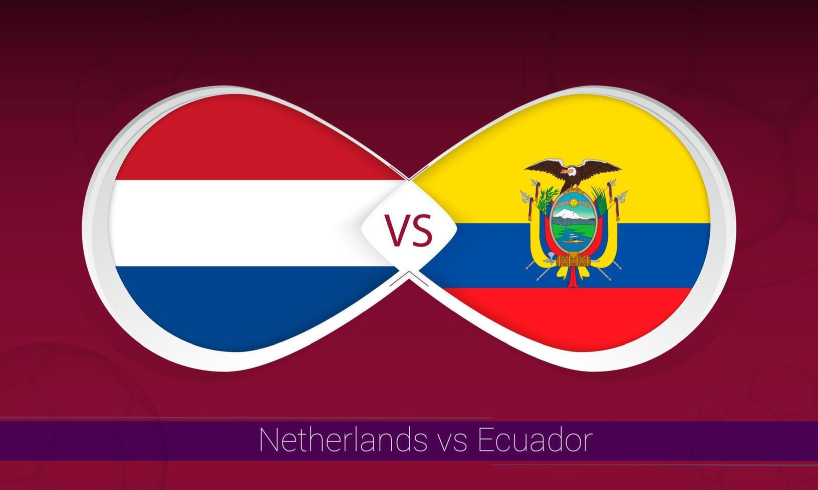 Holanda x Equador em competição de futebol, grupo a. contra o ícone no fundo do futebol. vetor