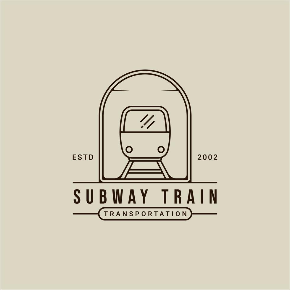 metrô trem logotipo linha arte vetor simples ilustração minimalista modelo ícone design gráfico. sinal de transporte ferroviário ou símbolo para o conceito de transporte de negócios ou viagens com distintivo