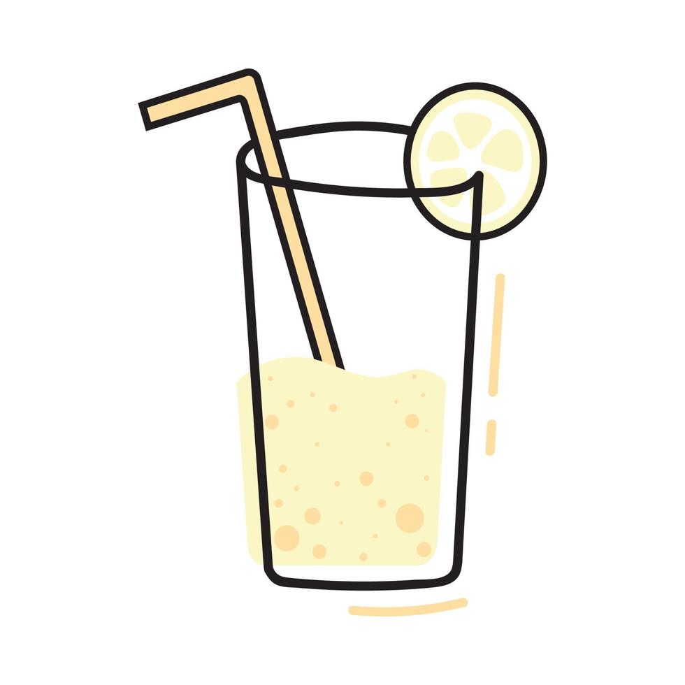 copo de coquetel com limão, gelo e palha. bebida de coquetel tropical isolada no fundo branco. ilustração vetorial gravada. vetor
