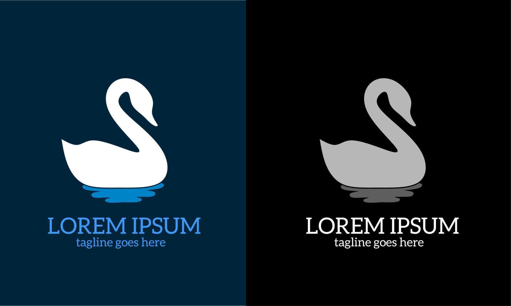 gráficos vetoriais de ilustração de cisnes de natação de logotipo de modelo vetor