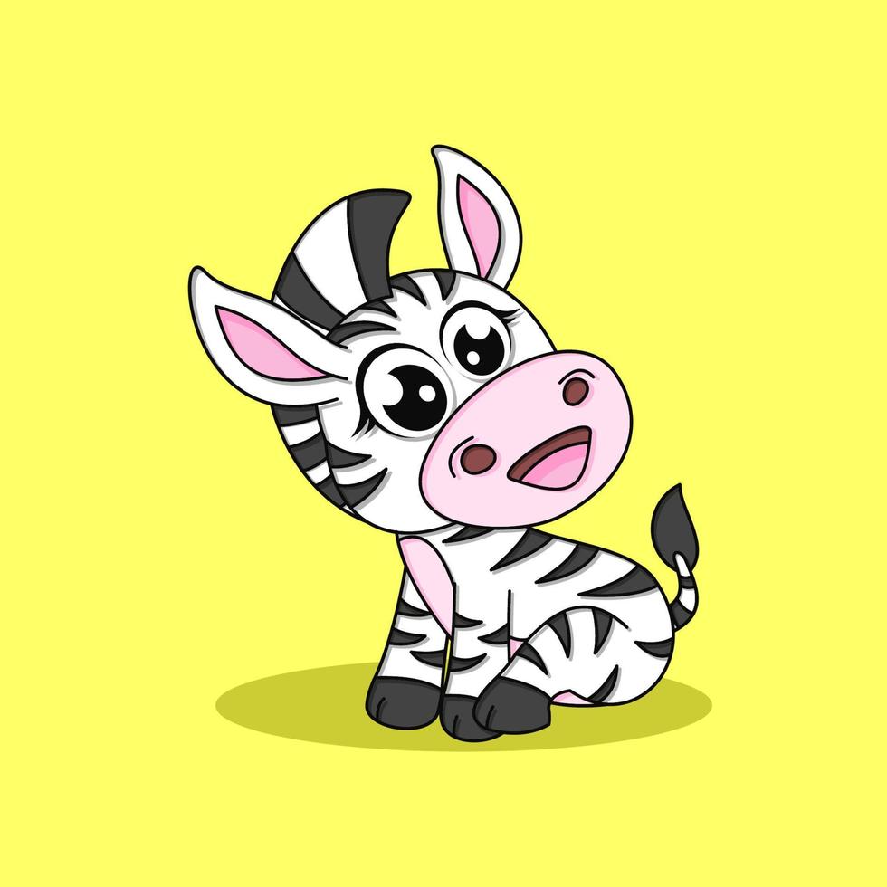 desenho de zebra bebê fofo. ilustração de ícone vetorial vetor