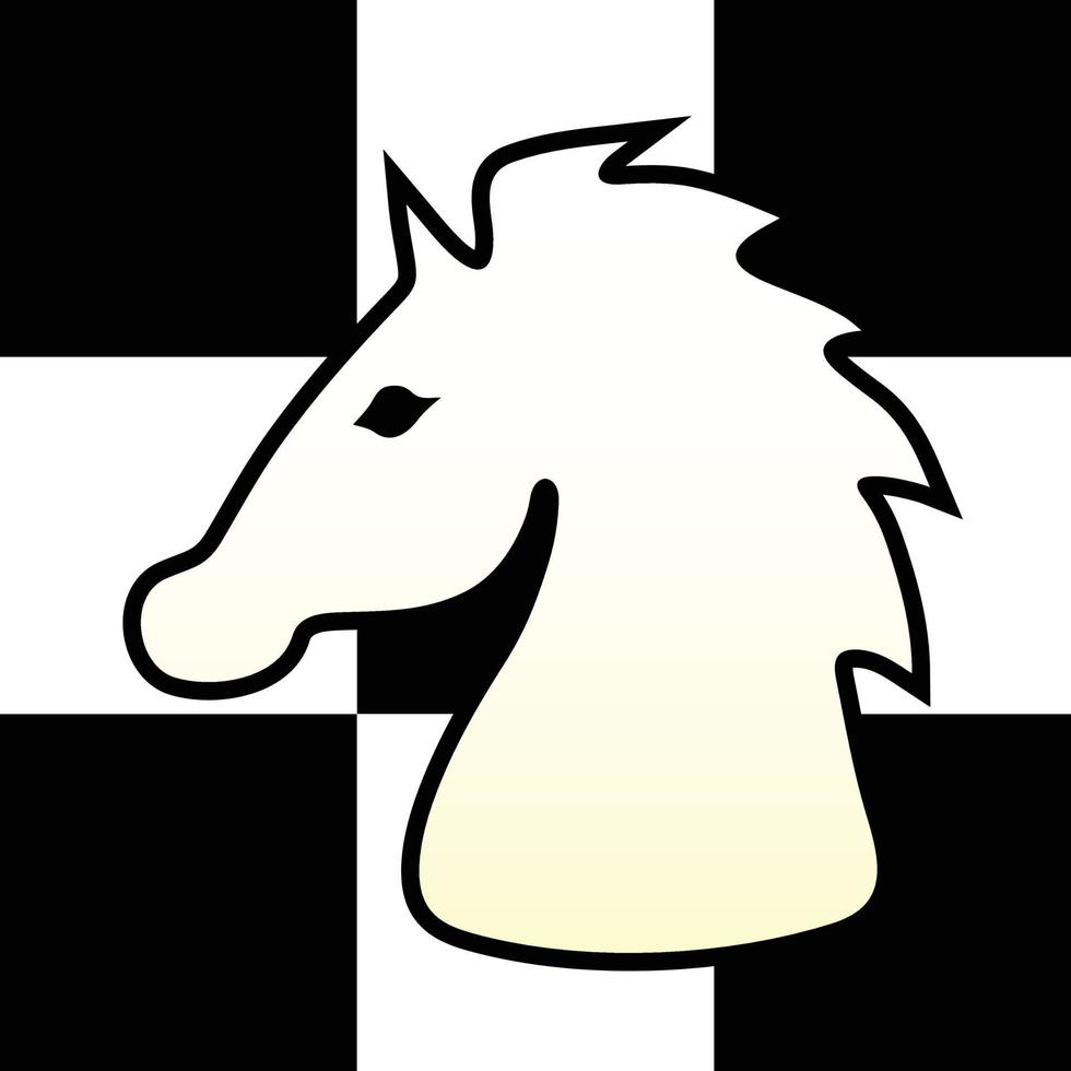 Ícone de xadrez de cavalo em preto e branco