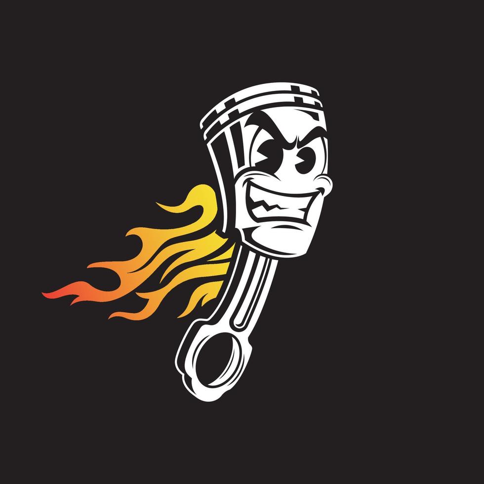 pistão com desenho de conceito de design de personagem de fogo vetor