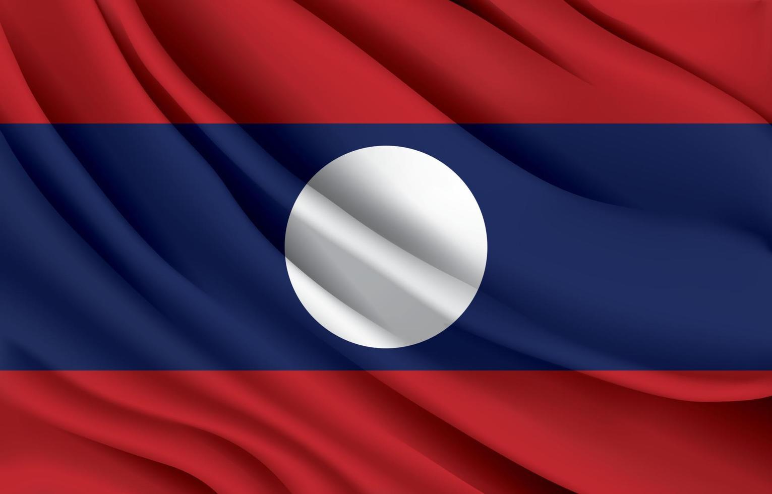 bandeira nacional do laos acenando ilustração vetorial realista vetor