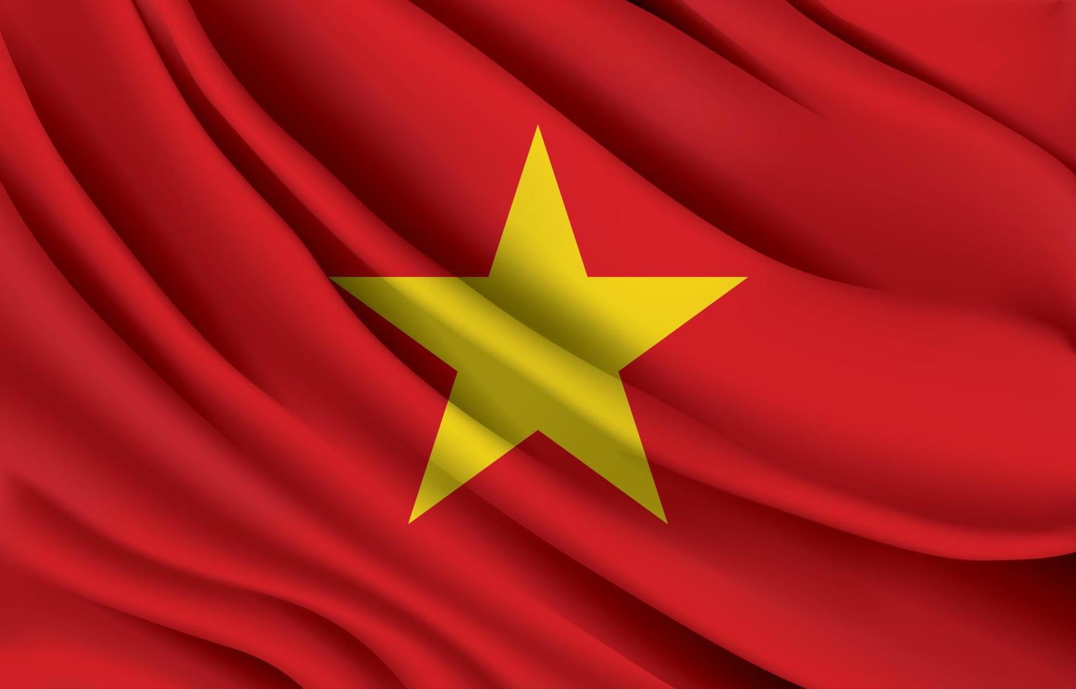 bandeira nacional do vietnã acenando ilustração vetorial realista vetor