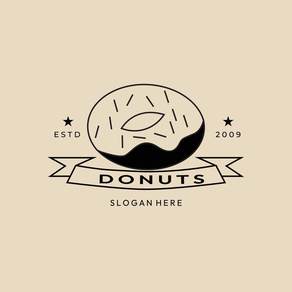 logotipo de arte de linha de donuts, ícone e símbolo, com design de ilustração vetorial de emblema vetor