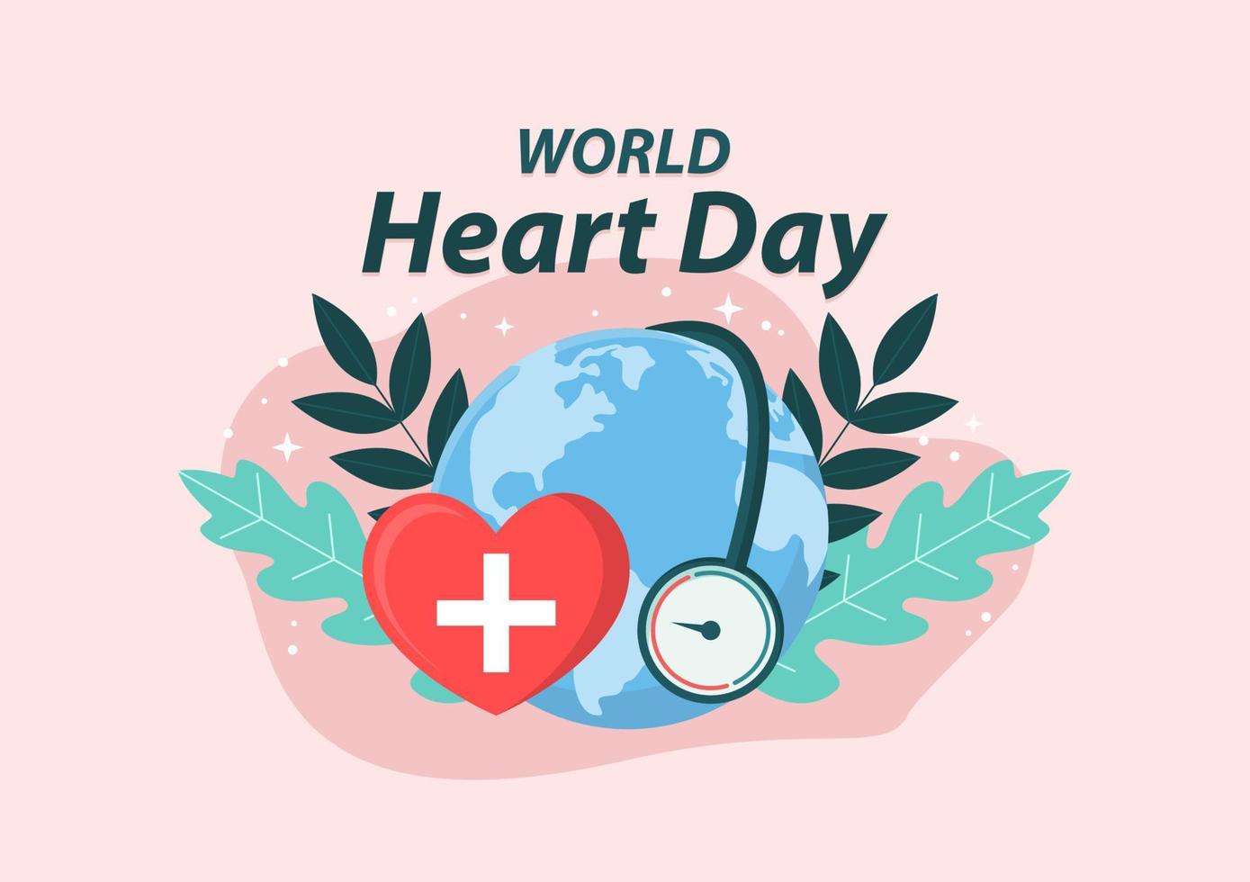 fundo de cor rosa da ilustração do dia mundial do coração em design plano. vetor eps 10