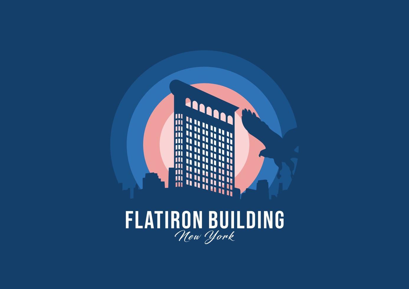 logotipo do edifício flatiron. maior ilustração de arquitetura do mundo. vetor de símbolo do luar moderno. eps 10