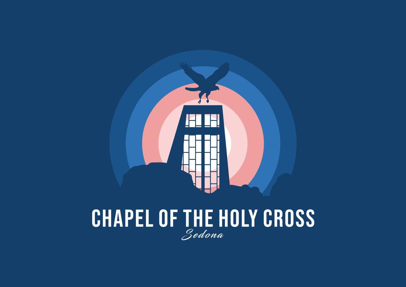 logotipo do edifício capela da santa cruz. maior ilustração de arquitetura do mundo. vetor de símbolo moderno do luar. eps 10