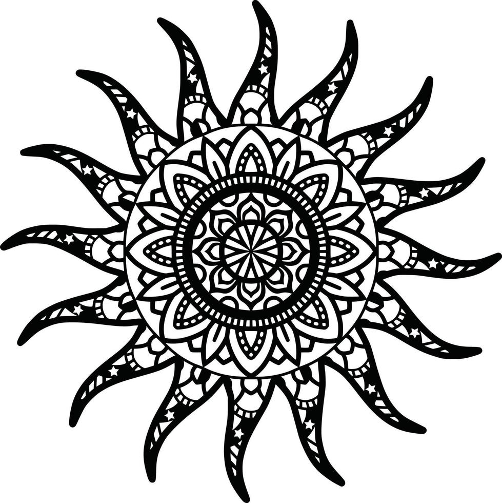 padrão de mandala com estampa de sol vetor