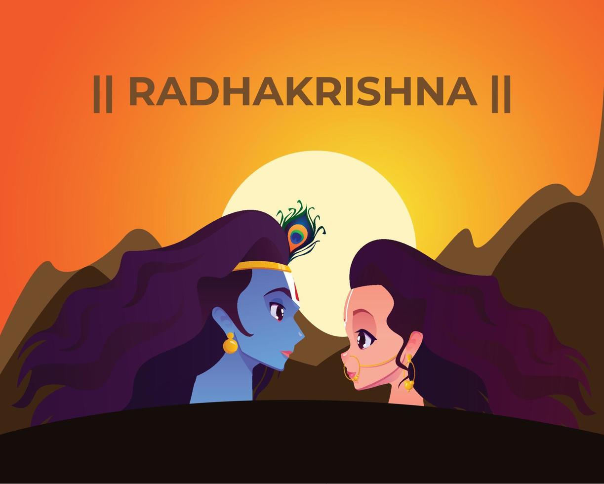 feliz janmashtami com ilustração de radha krishna vetor