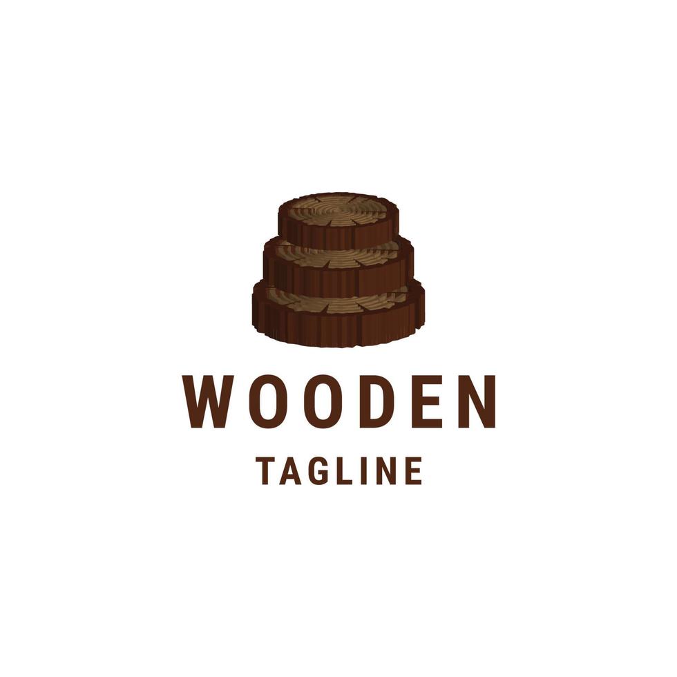 vetor plano de modelo de design de logotipo de madeira