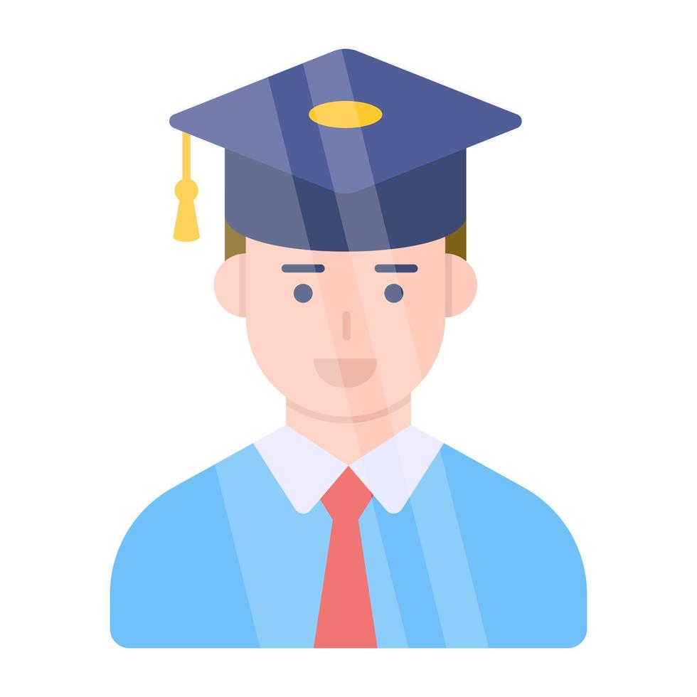 avatar usando capelo, ícone de pós-graduação vetor