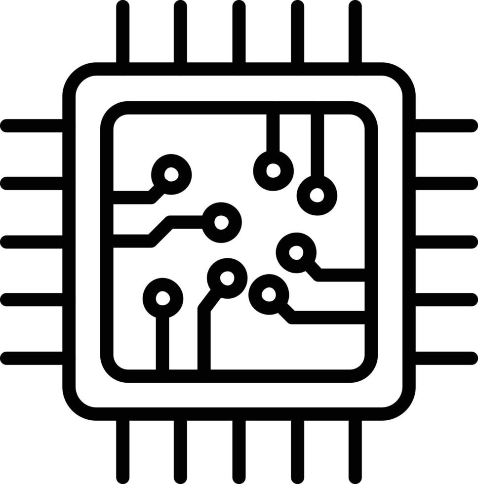 ícone de linha de vetor de CPU