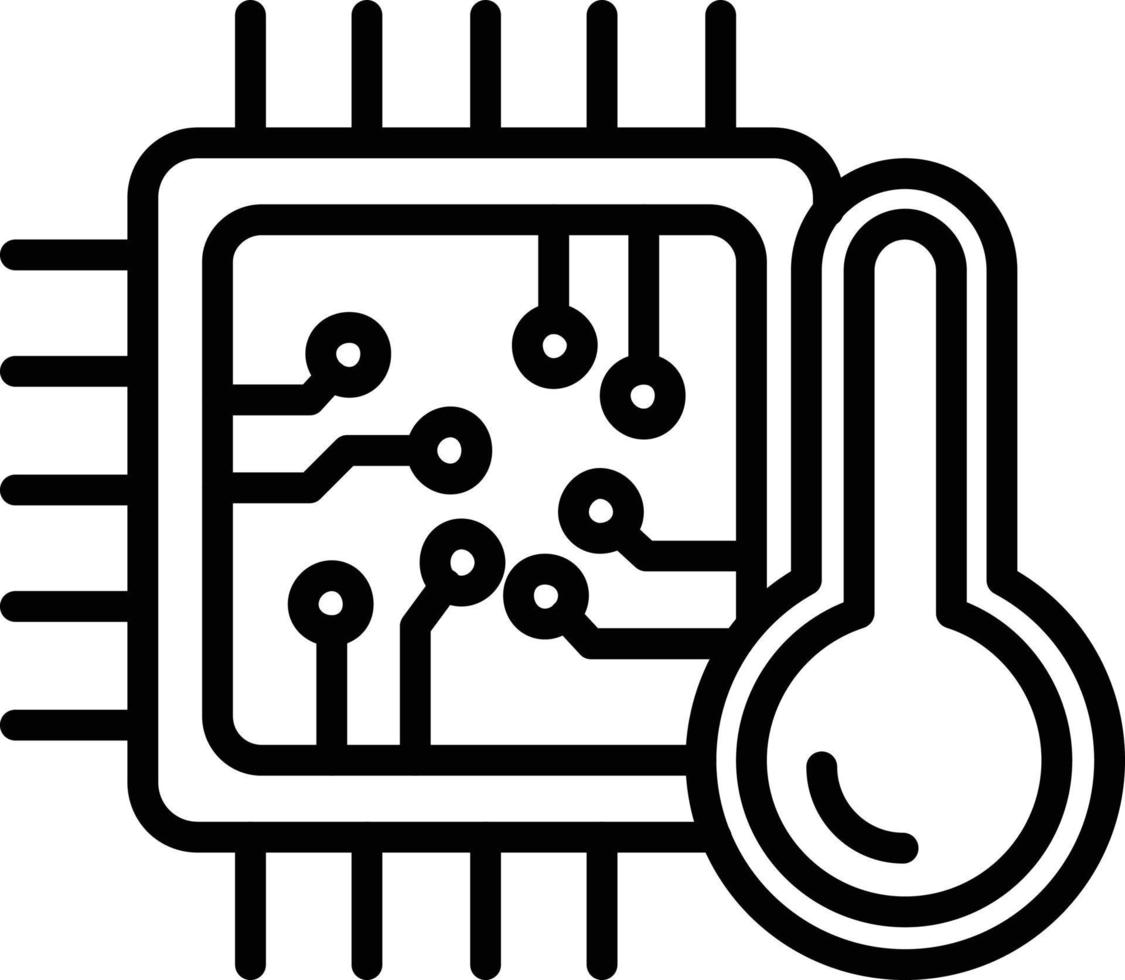 ícone de linha de vetor de temperatura de CPU