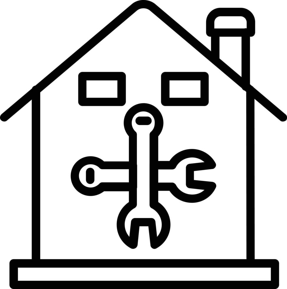 ícone de linha de vetor de construção em casa