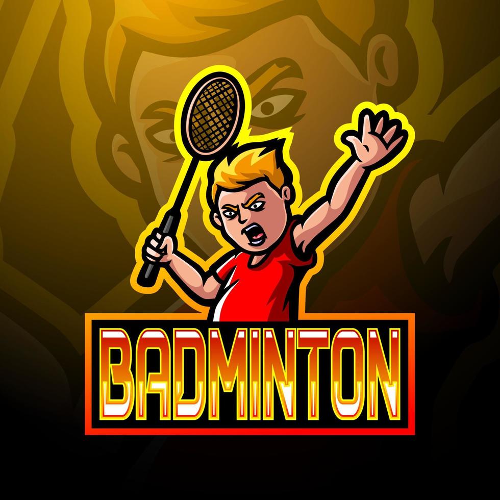 design de mascote de logotipo de esporte de badminton vetor