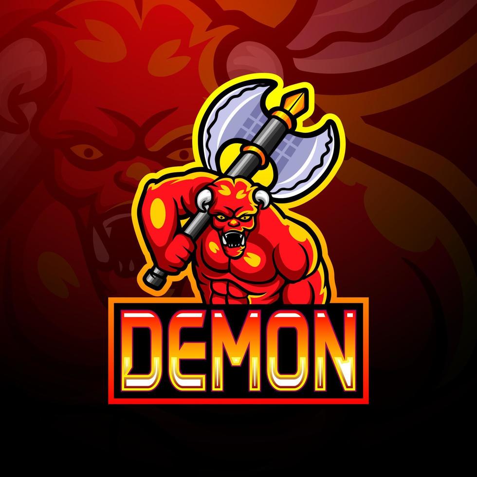 design de mascote de logotipo de esport demon vetor