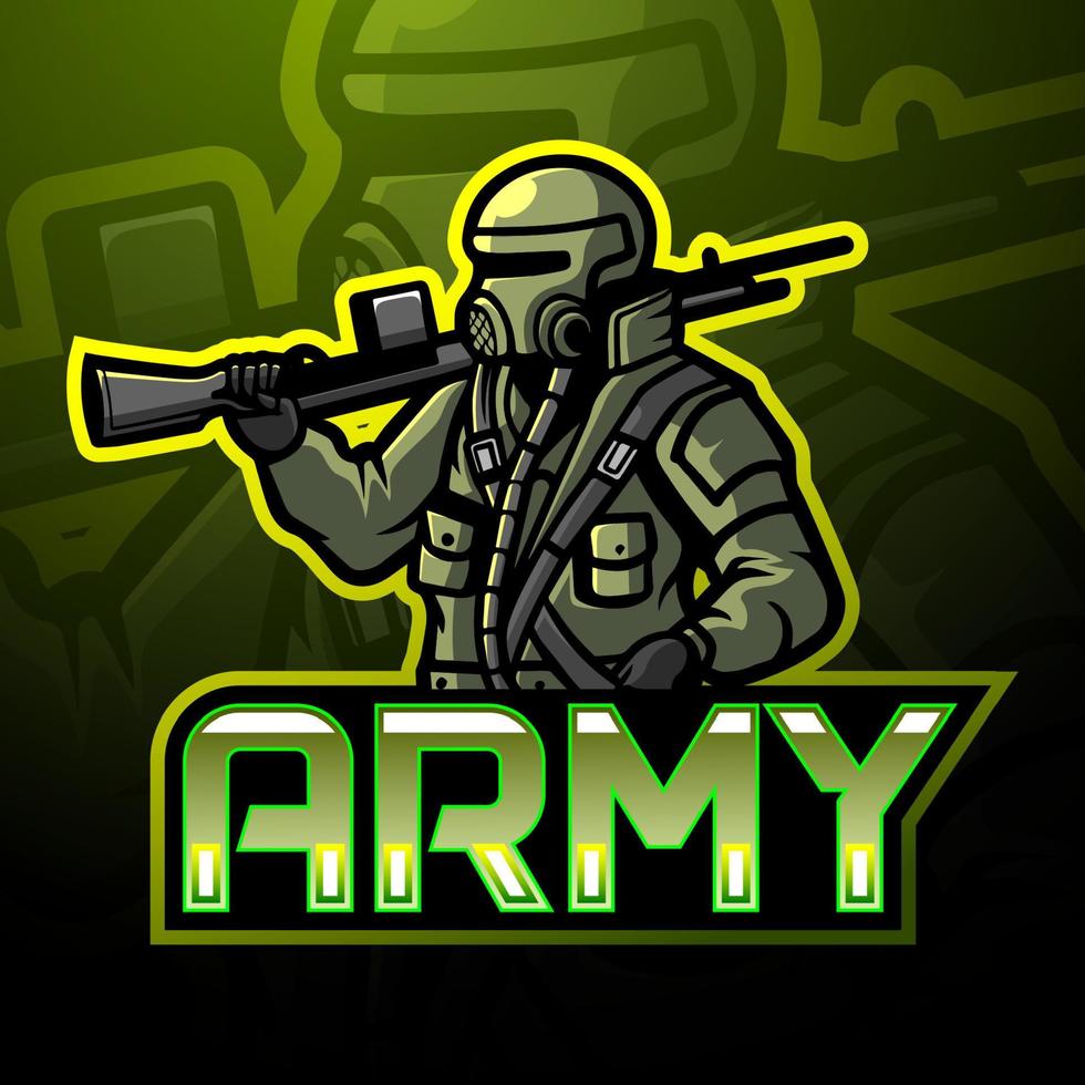 design de mascote de logotipo de esport do exército vetor