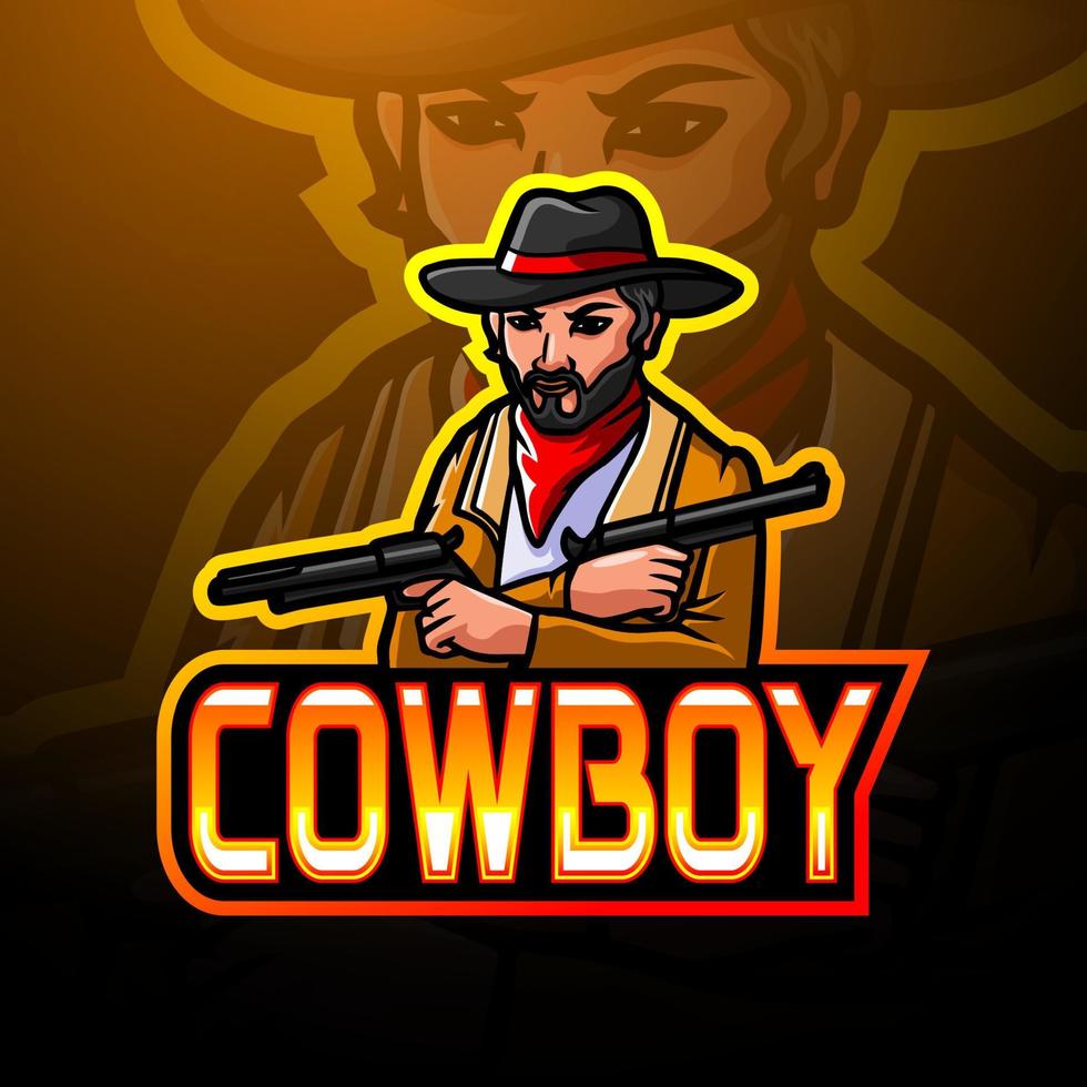 design de mascote de logotipo de esporte de cowboy vetor