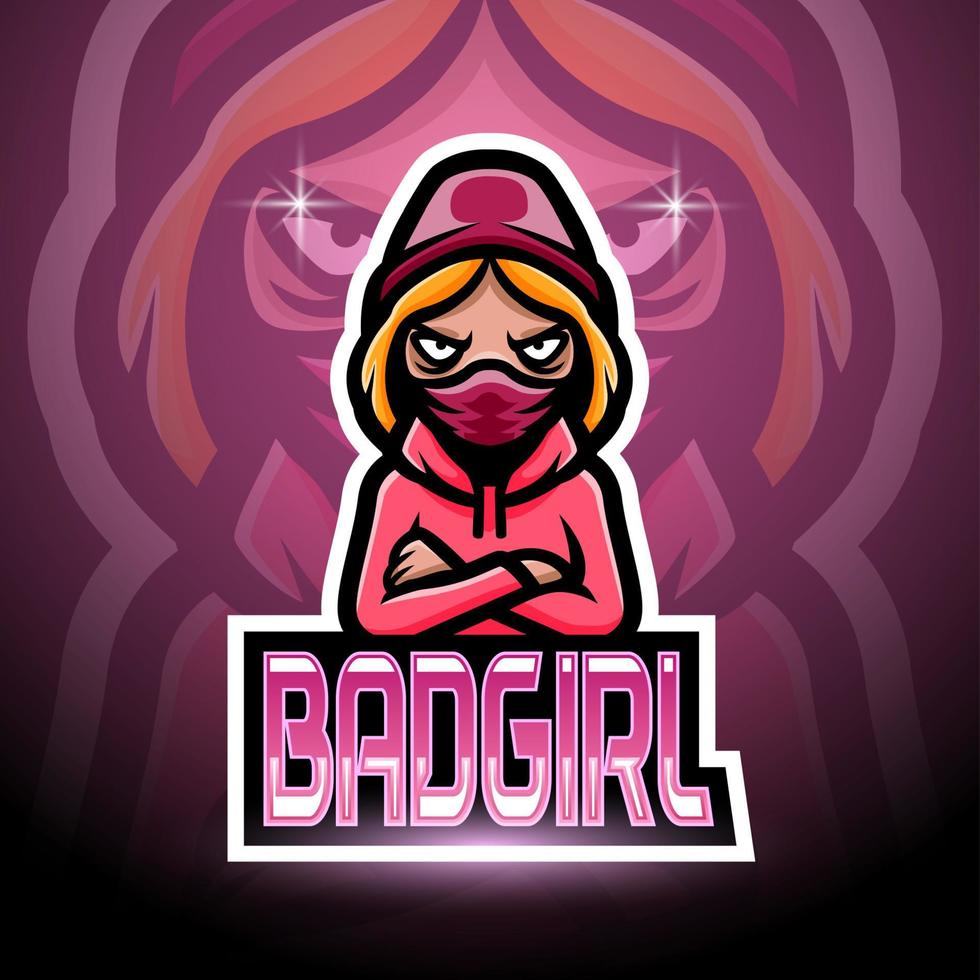 design de mascote de logotipo esport bad girl vetor