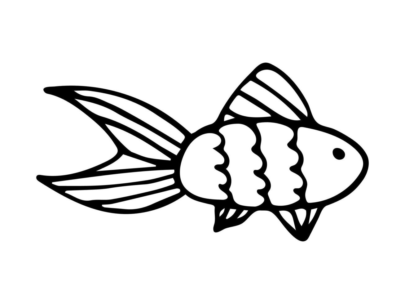 peixe doodle desenhado à mão. vector peixe bonito para decoração. contorno.