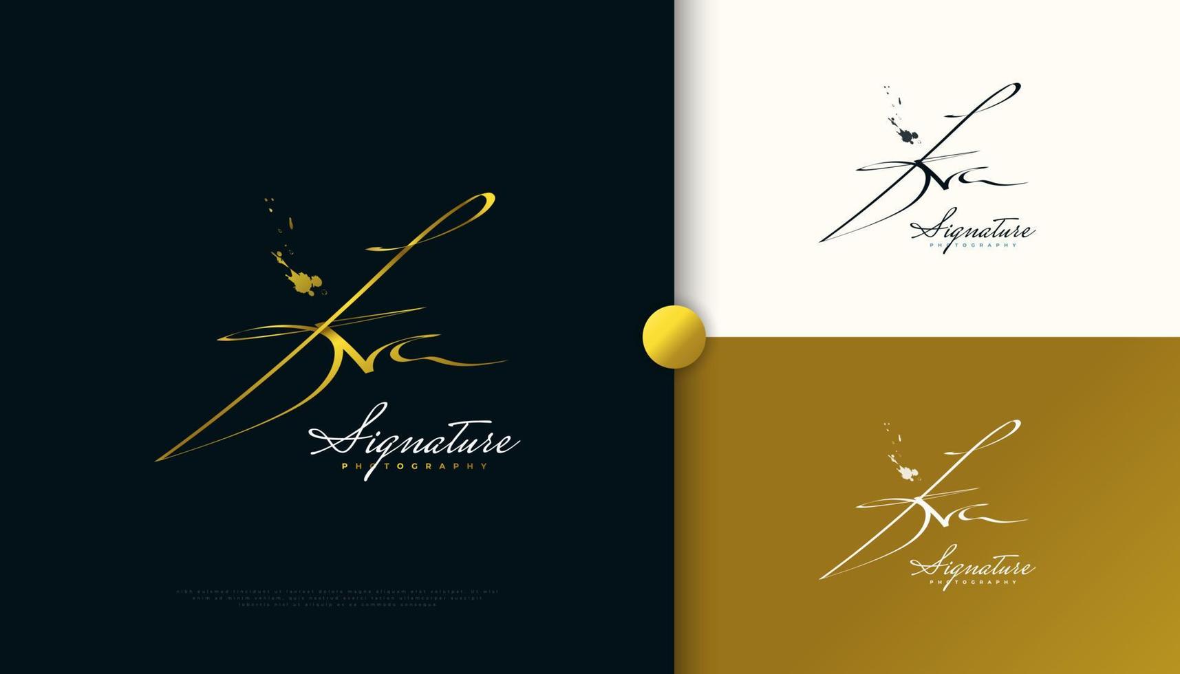 ka design de logotipo de assinatura inicial com estilo de caligrafia dourada elegante e minimalista. inicial k e um design de logotipo para identidade de marca de casamento, moda, joias, boutique e negócios vetor