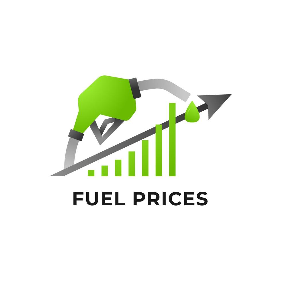 preços do gás ou do petróleo subindo. ilustração de combustível com gráfico crescente e seta. ícone de aumento de preço de combustível de gasolina vetor