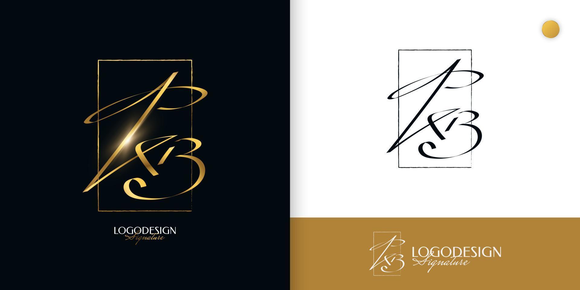 kb design de logotipo de assinatura inicial com estilo de caligrafia dourada elegante e minimalista. design de logotipo inicial k e b para identidade de marca de casamento, moda, joias, boutique e negócios vetor