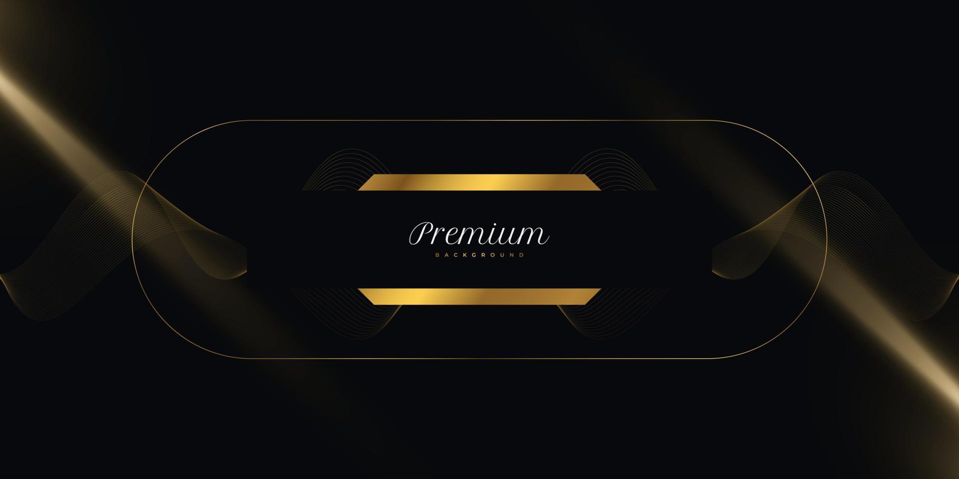 fundo preto e dourado de luxo com linhas de ouro onduladas e efeito de luz. fundo preto e dourado premium para prêmio, indicação, cerimônia, convite formal ou design de certificado vetor