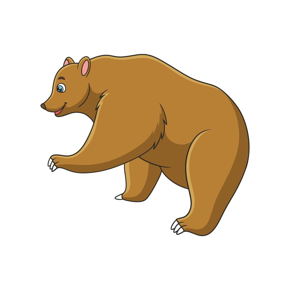 ilustração dos desenhos animados um urso tentando escalar um penhasco íngreme em busca de comida em um penhasco vetor