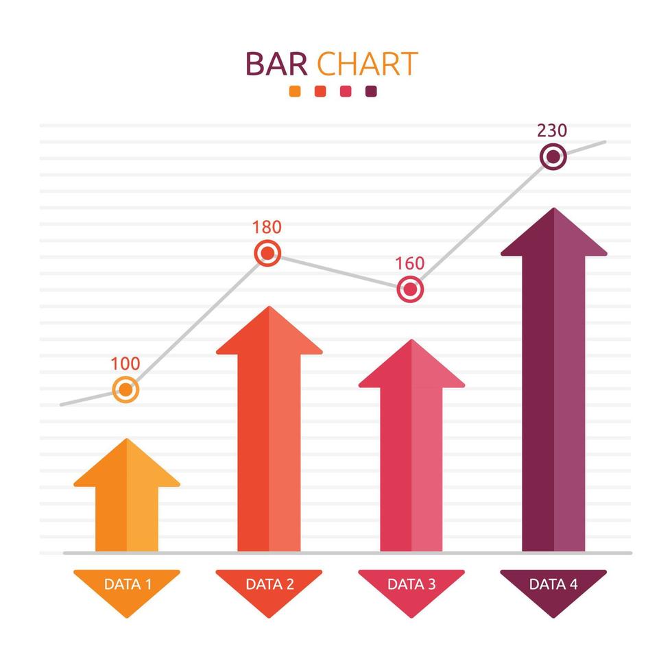 seta gráfico de barras gráfico de estatísticas infográfico de dados vetor