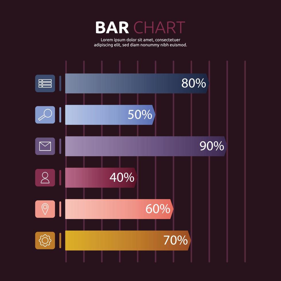 modelo de infográfico de dados estatísticos de negócios de gráfico de barras vetor