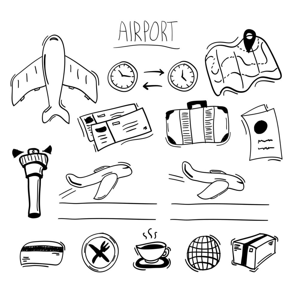 doodle de ícone desenhado à mão do aeroporto vetor