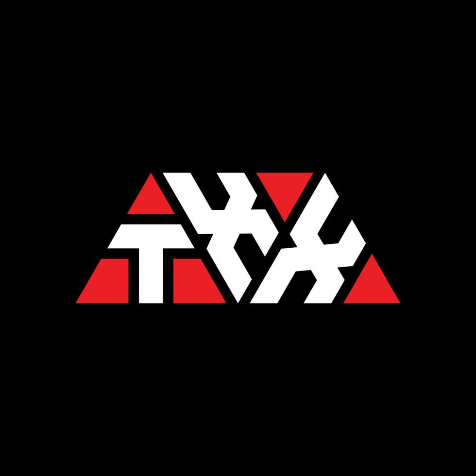 design de logotipo de letra de triângulo txx com forma de triângulo. monograma de design de logotipo de triângulo txx. modelo de logotipo de vetor de triângulo txx com cor vermelha. txx logotipo triangular logotipo simples, elegante e luxuoso. txx